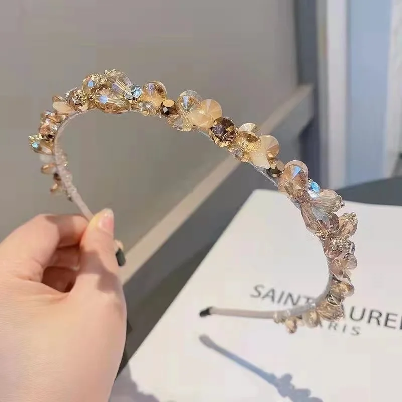 2022 New Gem Baroque Headbands For Women Girl Rhinestone Diamond Luxury Hair Accessories Geometric Crown Flower Hairbands