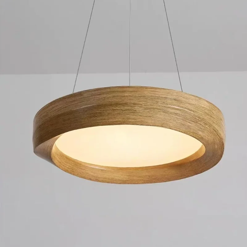 Wabi-sabi Wood Color LED Chandelier Nordic Design Bar Lamp Full Spectrum Eye Protection Dining Room Bedroom Pendant Light