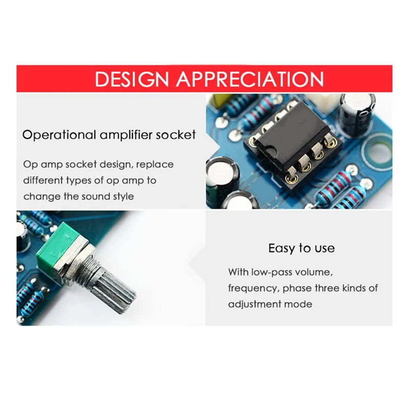 1Set Subwoofer Low-Pass Filter Preamp Board Adjustable Potentiometer Extensions Single Supply