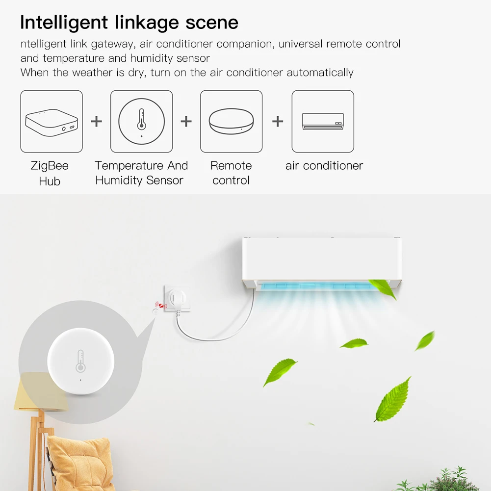 

JHD Tuya Smart Zigbee 3.0 Smart Temperature And Humidity Sensor Battery Powered Security With Tuya Smart Life App Alexa