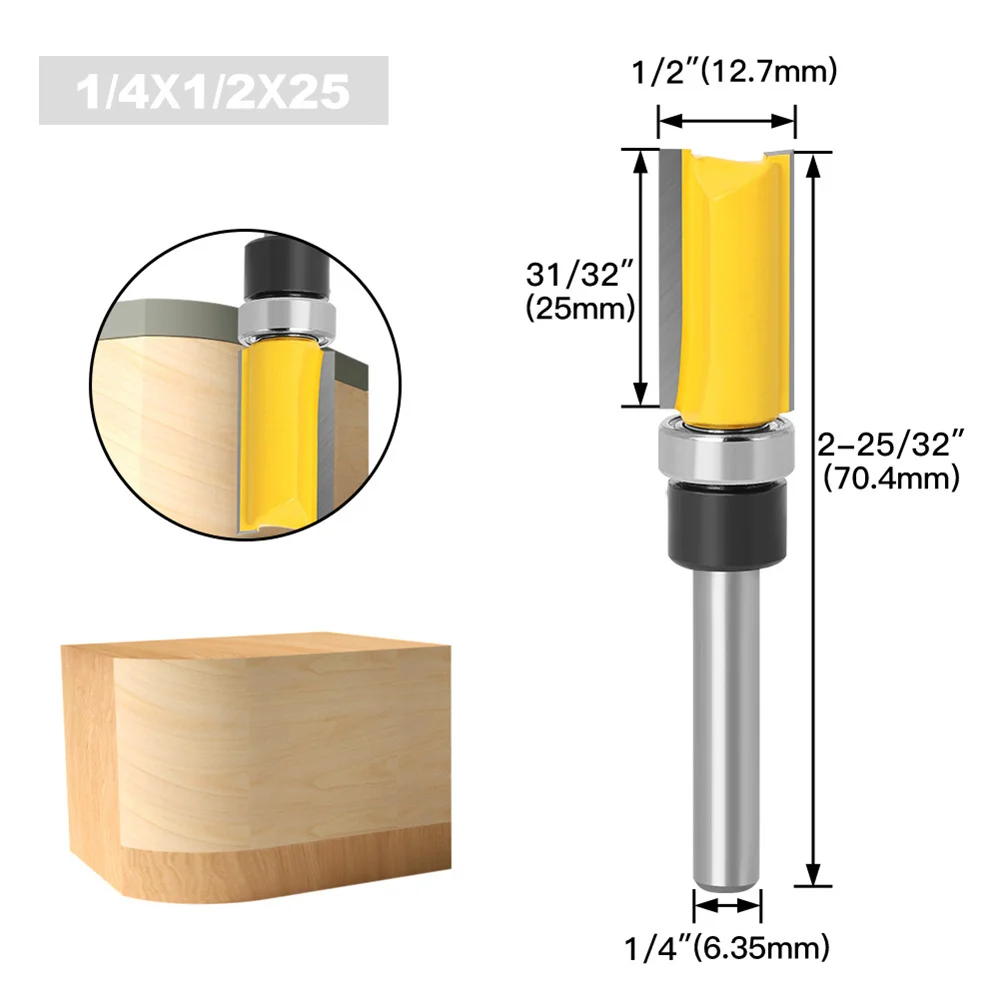 Herramienta de carpintería duradera, enrutador de fresado con ranura en T, borde de imitación de 1/4 pulgadas, 4 piezas
