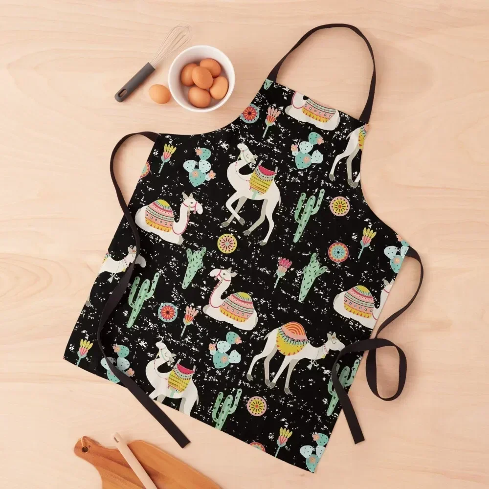 

The Camel Band, Camel with cactus and flowers pattern Apron household woman with personal logo kitchen utensil Dress Apron