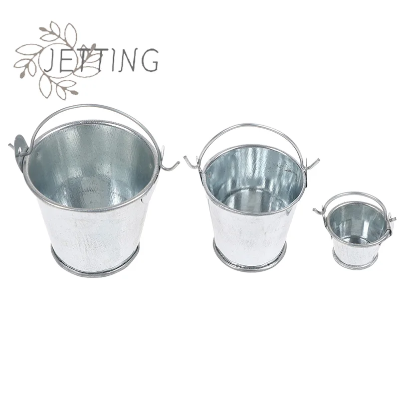 Hot 1Pcs Dollhouse Mini Iron Bucket Miniature Model Mini Dollhouse Decorations Ornaments Children Beach Small Bucket Toy