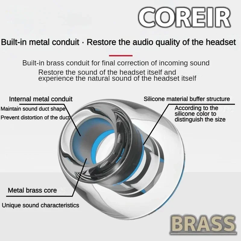 Eartips 펜타콘 내장 황동 카테터 귀마개, 코리어 팁 ie900 HS2000 귀마개, 실리콘 이어폰 슬리브 노즐