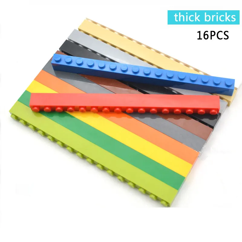 

16pcs Small Building Blocks 1x16 Dots Thick Figures Bricks Educational Creative Compatible with Lego DIY Toys Accessorie2465