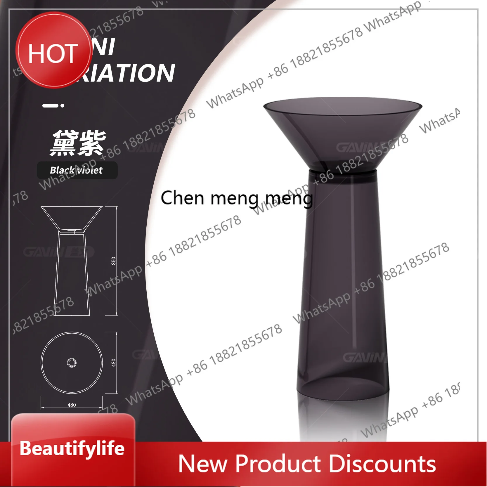 

zq10 Floor-to-ceiling column basin art bathroom washbasin transparent color vertical washbasin customization
