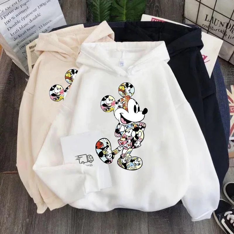 Sudaderas con capucha de Minnie y Mickey Mouse para mujer, Tops de dibujos animados, sudaderas de manga larga, ropa Mode Mit Kapuze