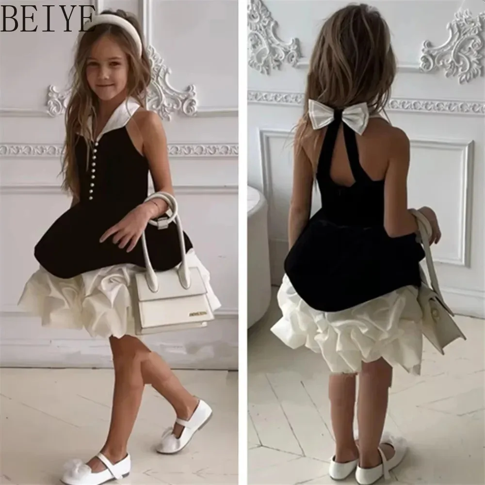 

Girls Black Velvet Sleeveless Princess Dress Ball Gown Kids Birthday Party Girl Dress Children Formal Evening Dresses for 2-12Y