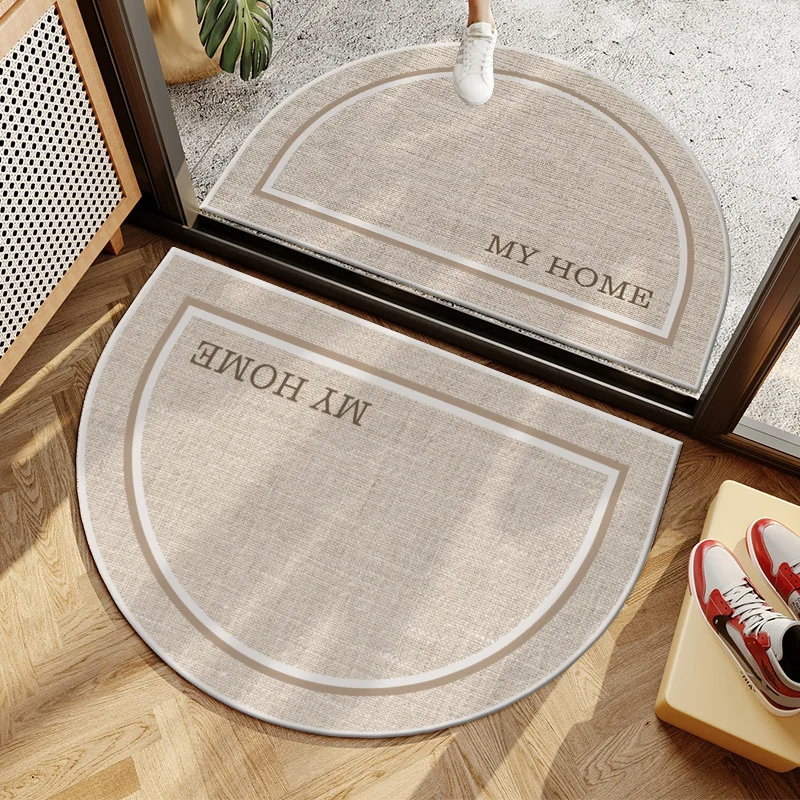 VIKAMA Japanese Wabi-Sabi Style Semi-Circular Floor Mat Non-Slip Entrance Door Mat Indoor and Outdoor Entry Carpet Home Decor