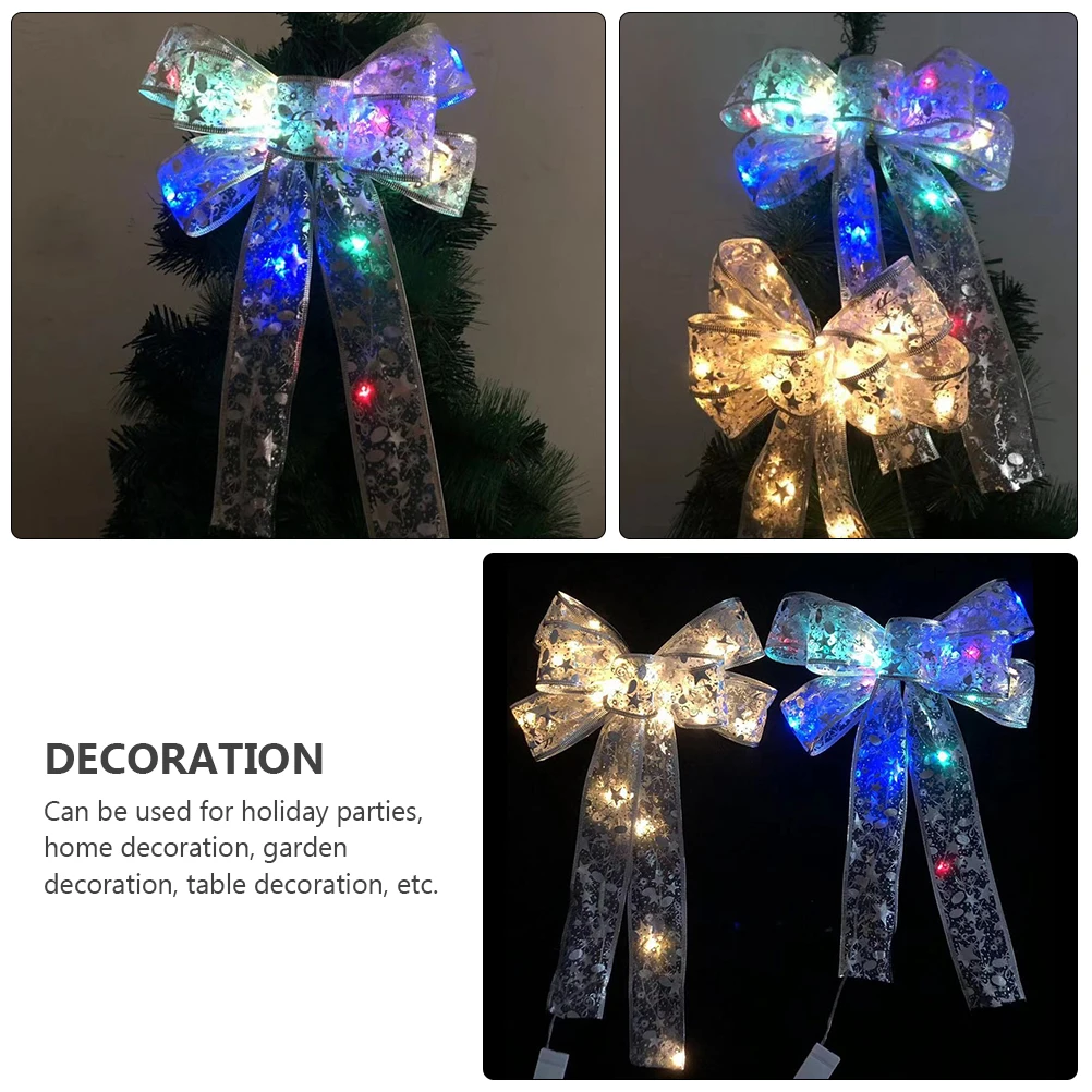 

2pcs Bowknot Led String Decorations Festival Xmas Party Supplies Home Garden Table Decor Bow Lamp Festive Hanging Ornament