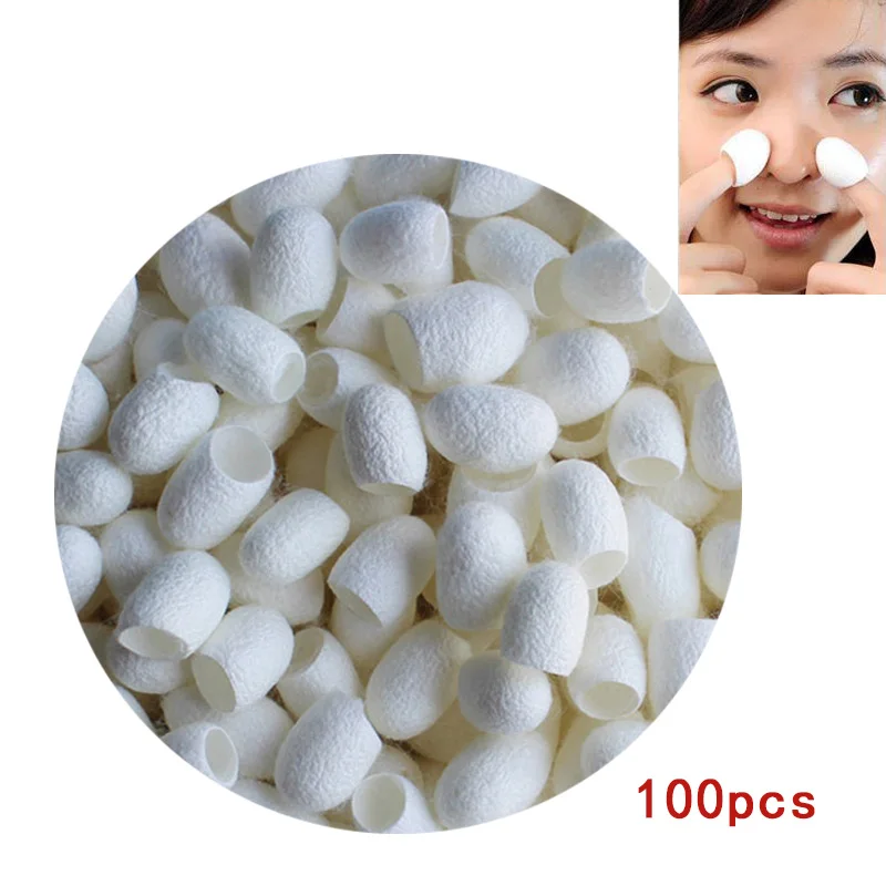 100Pcs Silkworm Balls Purifying Whitening Exfoliating Scrub Blackhead Remover Face Washing Natural Silk Cocoons Facial Skin Care