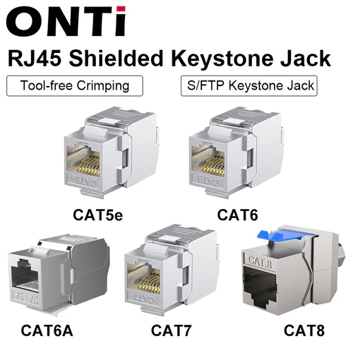 Módulo de conector Keystone RJ45 CAT8 Cat7 CAT6A sin herramientas STP blindado autobloqueo CAT6 CAT5E adaptador de acoplador de red de aleación de Zinc