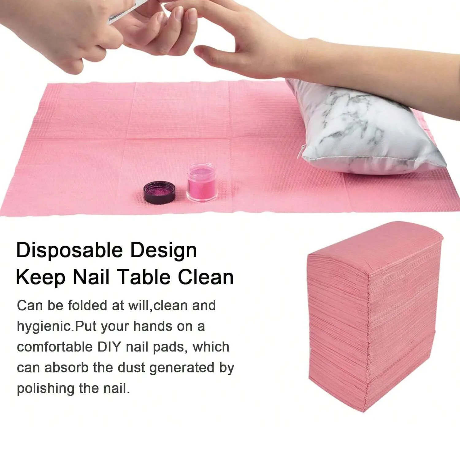 Waterproof Disposable Manicure Table Mat 125PCS Foldable Manicure Table Protective Pad Manicure Practice Cleaning Toilet Paper