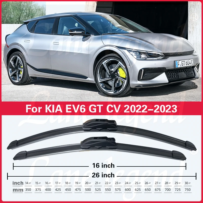 شفرات ممسحة أمامية للسيارة لكيا EV6 GT CV ، فرش الزجاج الأمامي ، نافذة نظيفة على الزجاج الأمامي ، خطاف U J ، ملحقات السيارات ، 26 "+ 16"