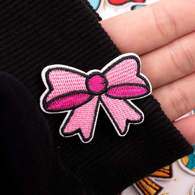 2PCS Cute Cartoon Bow Tie Patches For Clothing Iron On Sew Embroidery Bow Patches For Children\'s Backpacks Applique Accessories