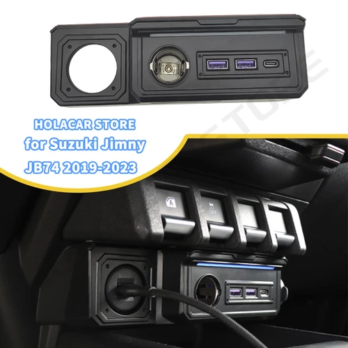 Jimny USB tipo C puerto de carga Control Central expande carga adaptador de encendedor de cigarrillos para Suzuki Jimny JB64 JB74 2019-2025