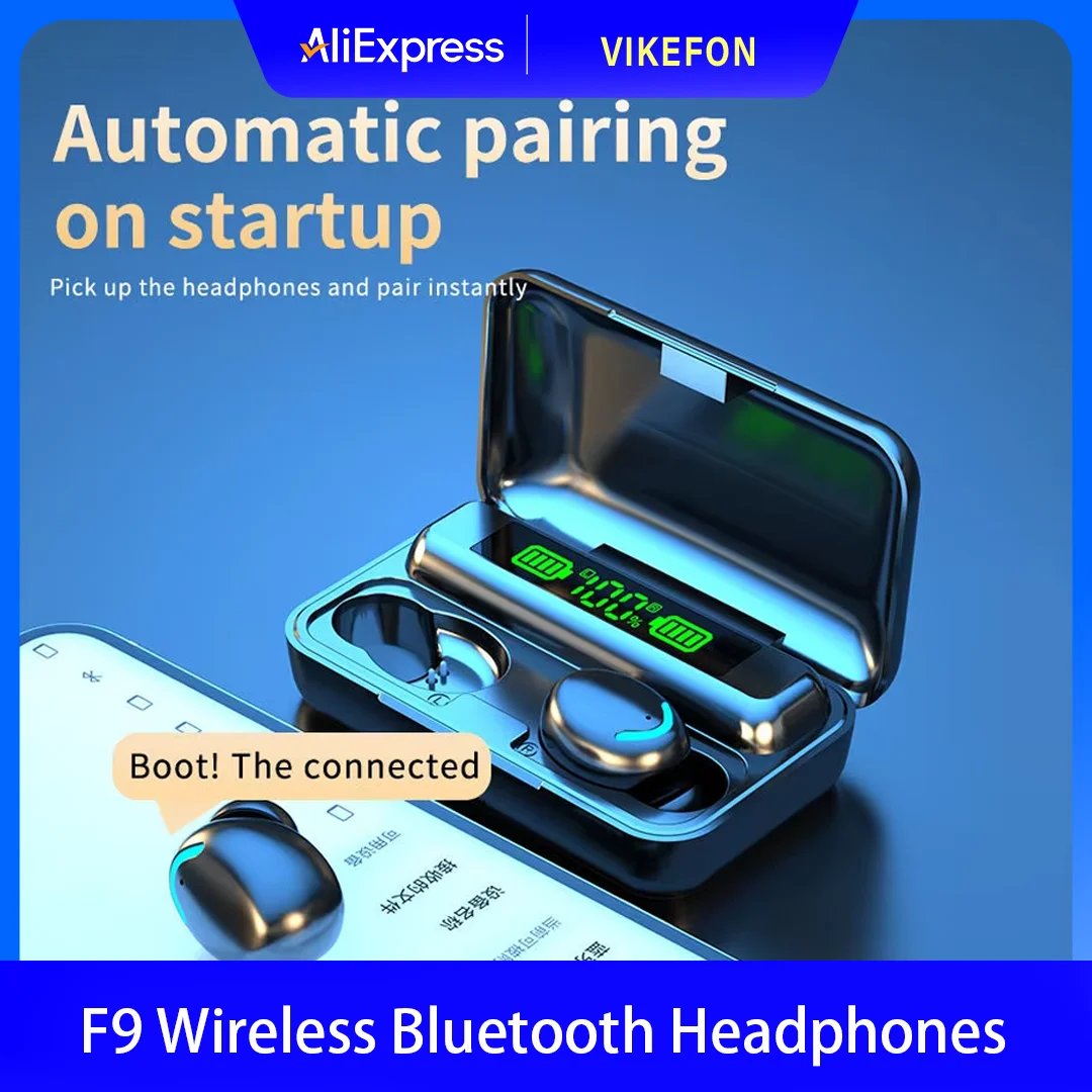 Bluetooth TWS F9-5C Wireless Earphone Sports Waterproof Earbuds 2200mAh Charging Box Headphones Headset For Smartphones