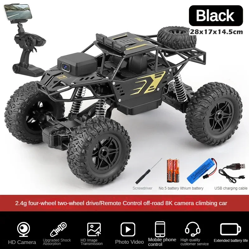 Alloy RC Car Four-wheel High Speed Spinning Stunt Racing Car Children\'s Climbing Off-road Vehicle with Camera Charging Spray Car