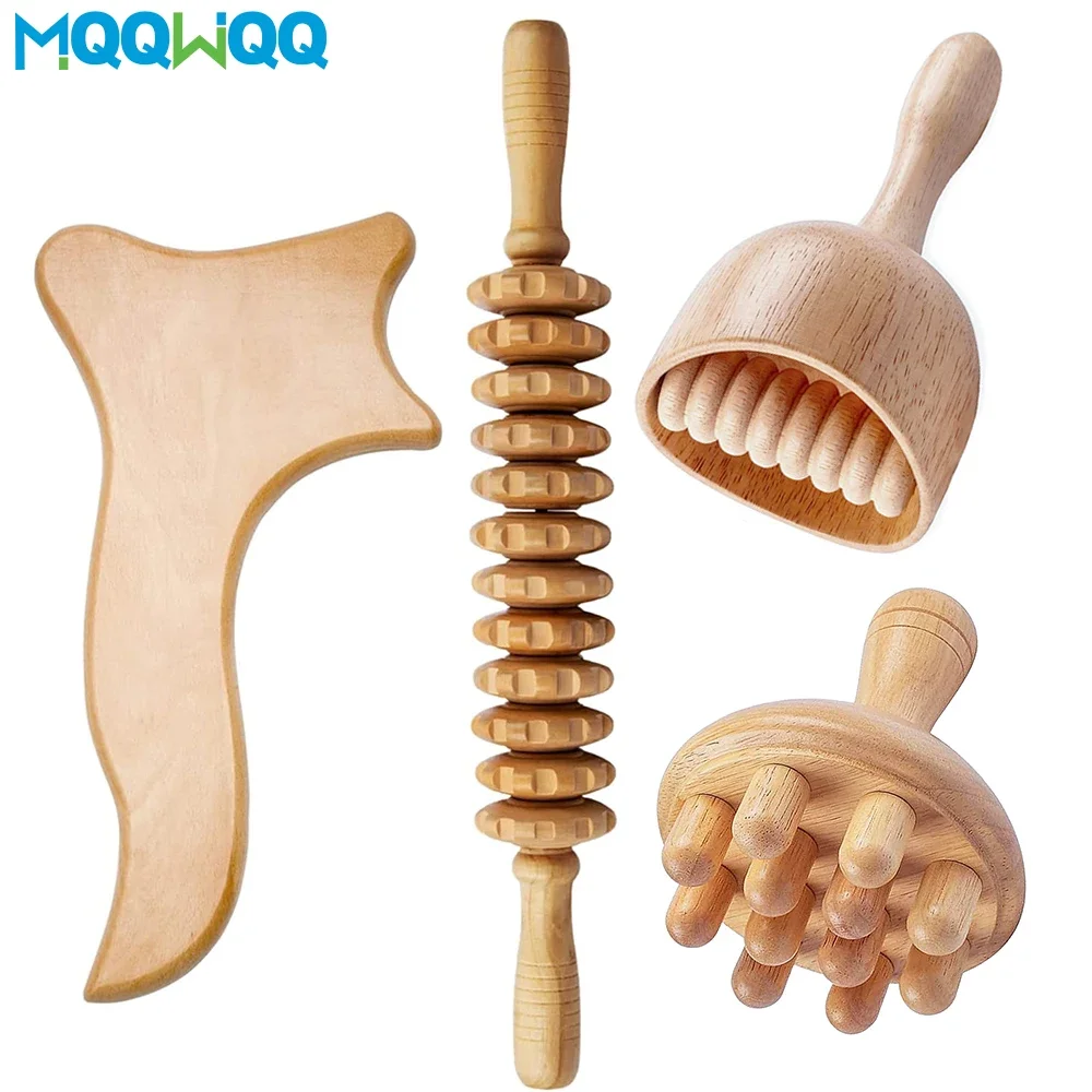 Rodillo de madera para terapia de masaje, copa de madera para drenaje linfático, herramienta Gua Sha, moldeador corporal, masaje muscular, relajación