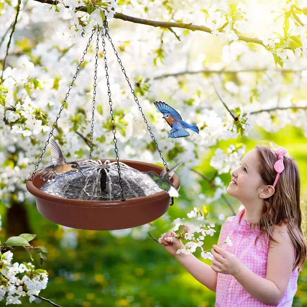 Bird Feeder Solar Powered Automatic Work S-shaped Hook Good Load Bearing Plastic Fountain Hanging Bird Feeders Outdoor Supply