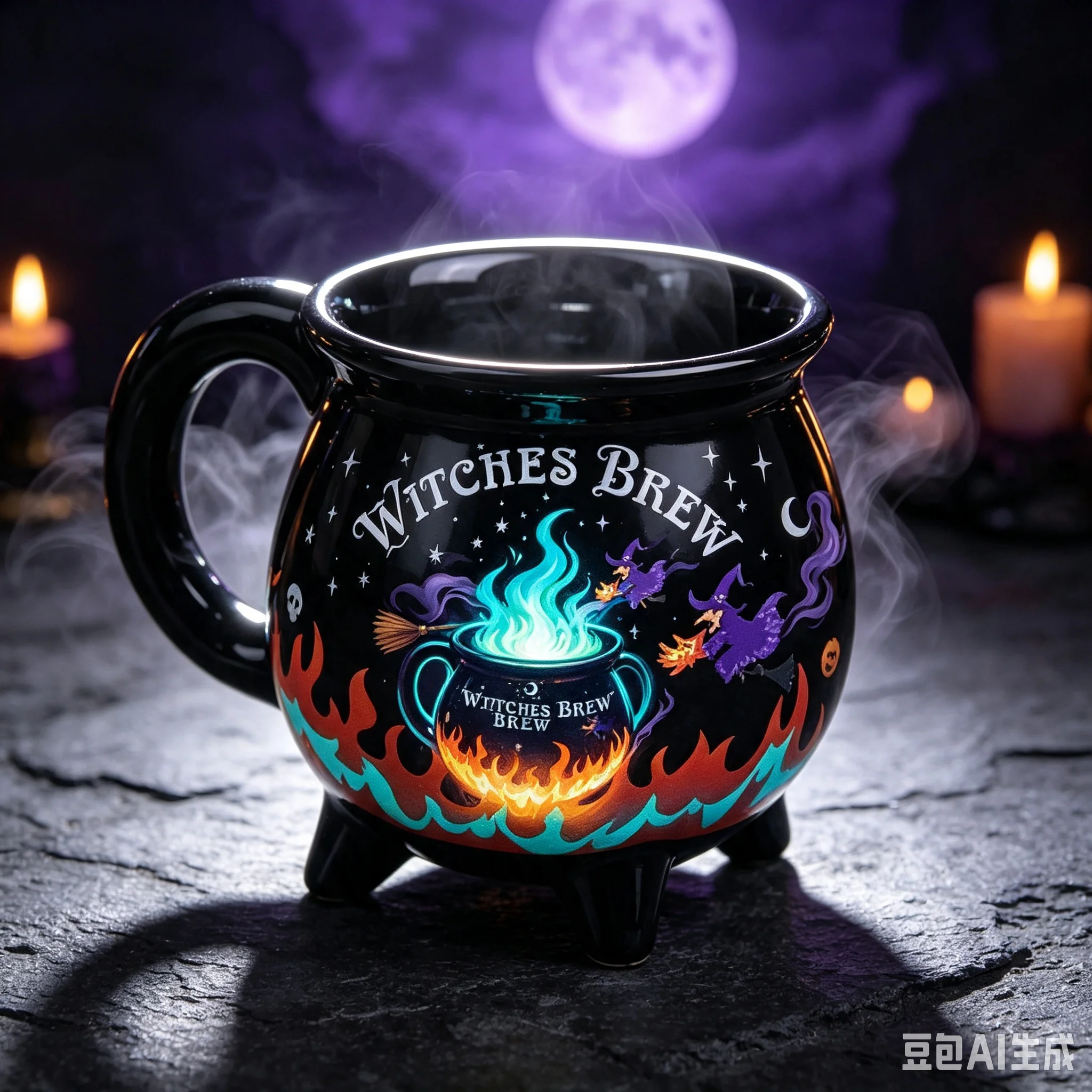 300ml Magic Heat Color Shift Cauldron Ceramic Mug - Halloween Novelty Coffee Tea Cup Gift Idea for Witch Doctor Theme