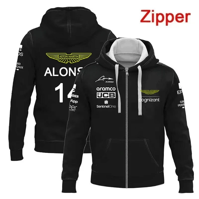 แอสตัน มาร์ติน เฟอร์นันโด โลนโซ่ หมายเลข 14 เสื้อฮู้ดมีซิปผู้ชายแฟชั่นสตรีลำลองนักแข่งรถฤดูใบไม้ผลิฤดูใบไม้ร่วง 2026
