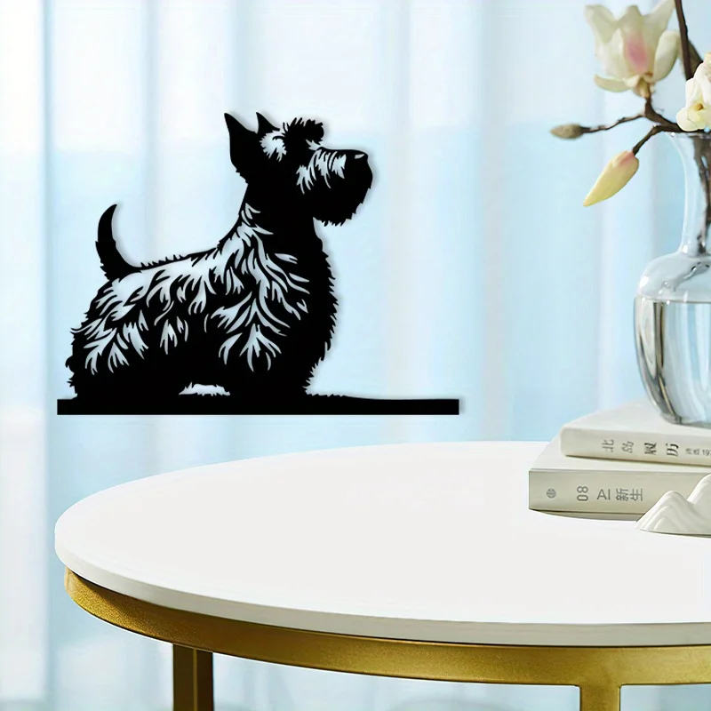 1pc Vintage Scottish Terrier Metal Wall Art - Powder-Coated Iron Dog Statue Mural, Indoor Wall Decor for Valentine's Day