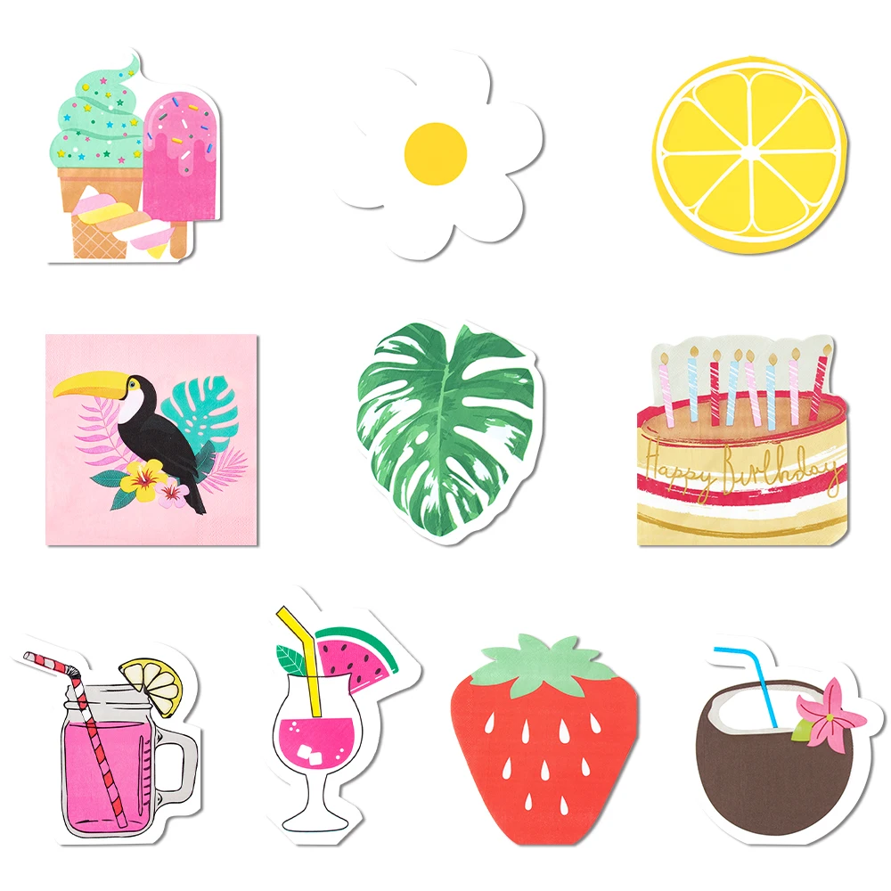 20 stücke Tropische Palm Blätter Papier Servietten Sommer Geburtstag Party Dekoration Hawaiian Obst Eis Einweg Tissue Servietten