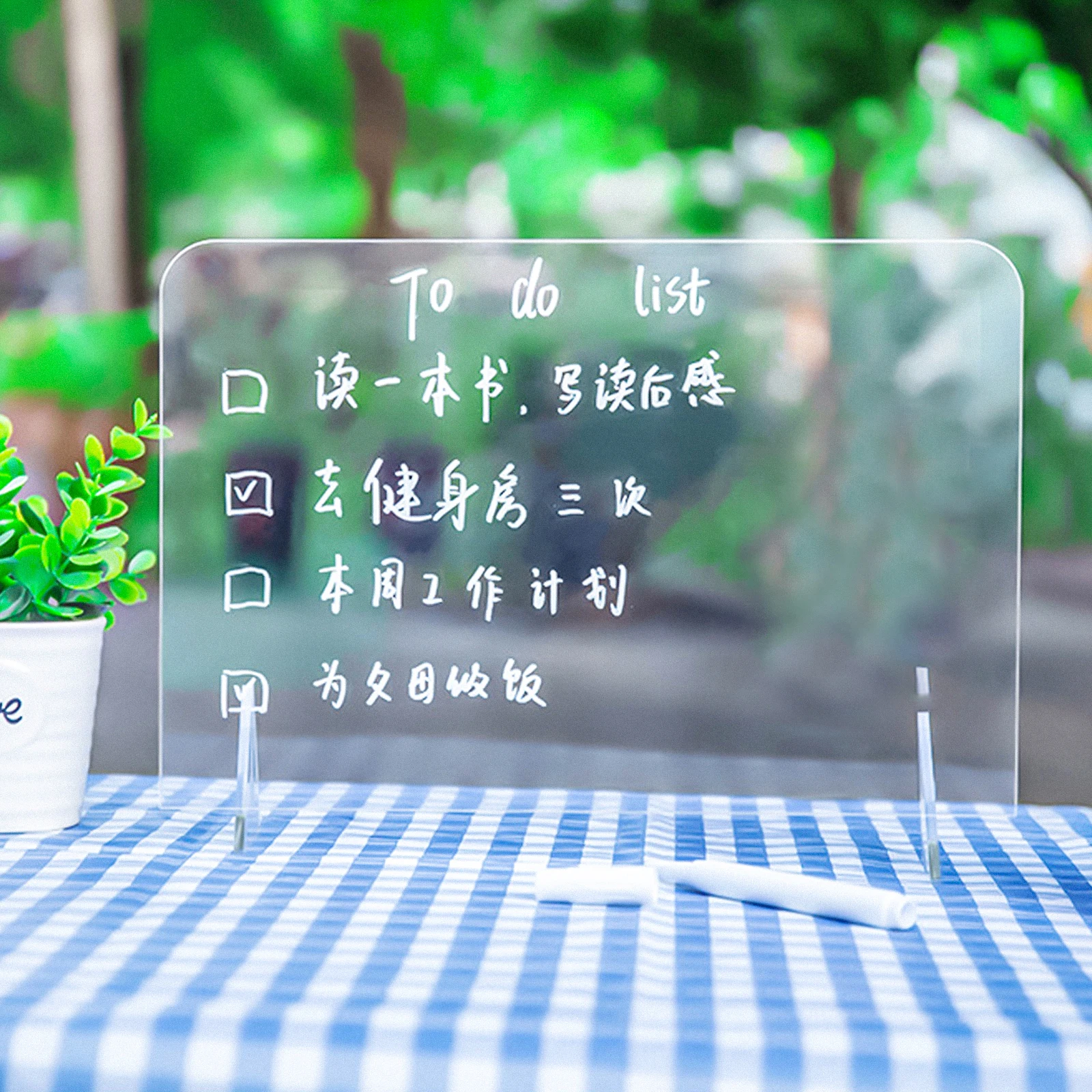 

5pcs Acrylic Whiteboards Transparent Rewritable Simple Design Desktop Writing Message Boards Foldable Home Office Restaurant