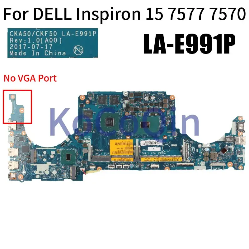 Imagem -03 - Placa-mãe Portátil para Dell Inspiron La-e991p La-e992p La-e993p La-e994p La-e994p 15 7577 7570 g7 7588 g5 577 7580