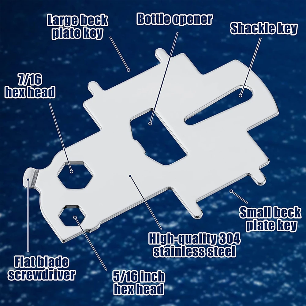 2Pcs Yacht wrench Boat Gas Deck Plate Key Fuel Key Plate Deck Tool Key Stainless Steel Tool for Gas Fuel Water Waste