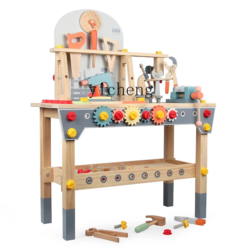 Xl Kinderen Houten Gereedschapstafel Baby Reparatie Gereedschapskist Schroef Reparatie Kit Puzzel