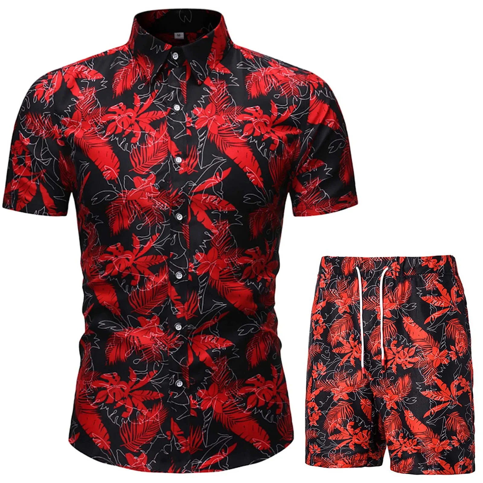 3D Full Print Rose Flower Pattern Men's Short-Sleeved Shirt Set Daily Street Trend Outfit Outdoor Loose Comfortable Men Clothing