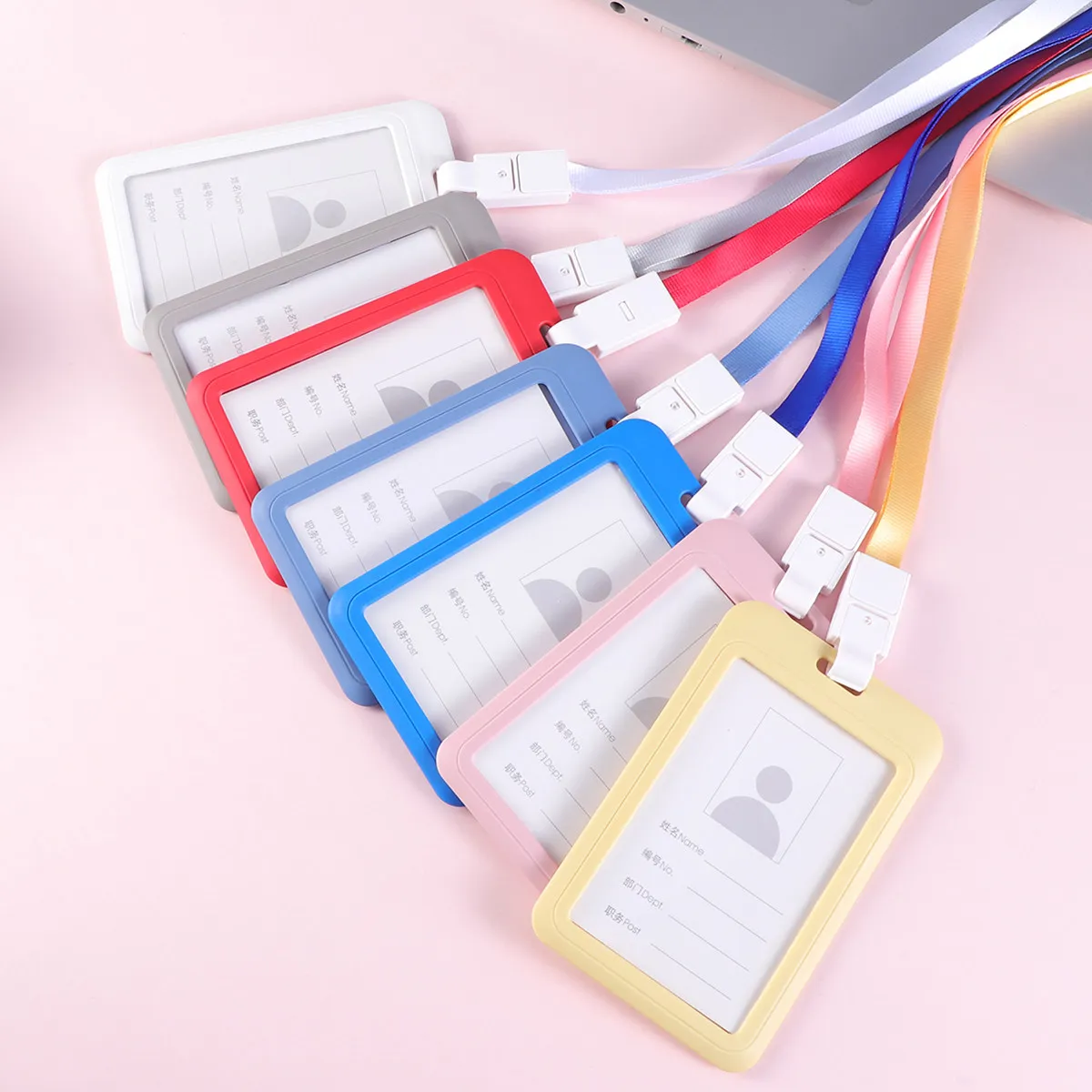 Heavy Duty Plastic Badge Holder Lanyard with Crystal Clear Front Id Window Quick Card Insert Removal Perfect for Work School Id