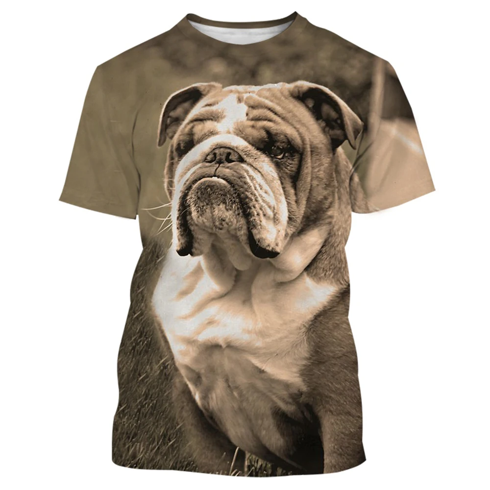 Fashion French Bulldog T-Shirts Dog Animal 3D Print Men Women Short Sleeve T Shirt Oversized Harajuku Y2k Tees Tops Kid Clothing