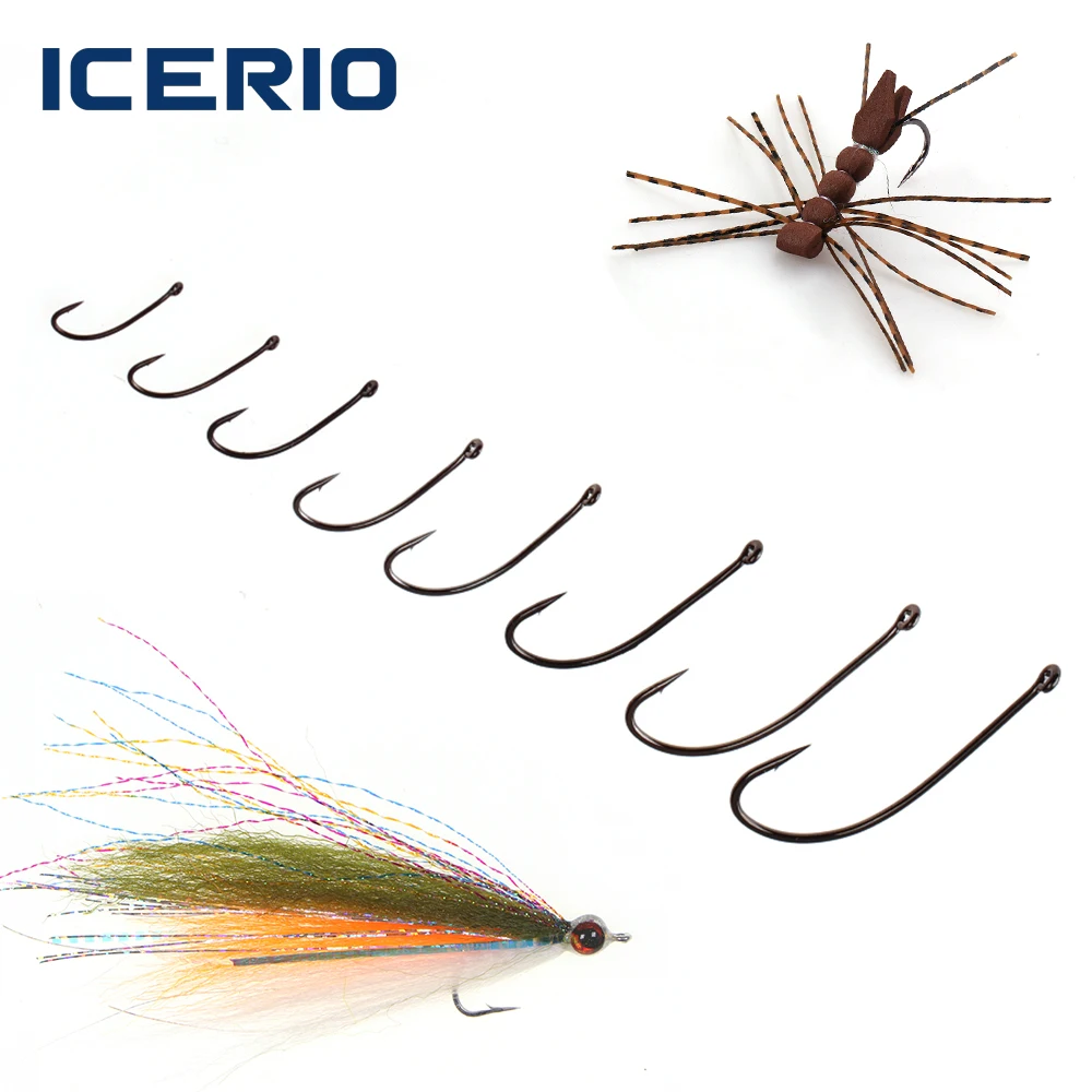 50/100Pcs Barbed Mid-Range Streamer Hook High Carbon Steel Sproat Bend Fly Tying for Minnow Woolly Bugger Trout Fishing Lures