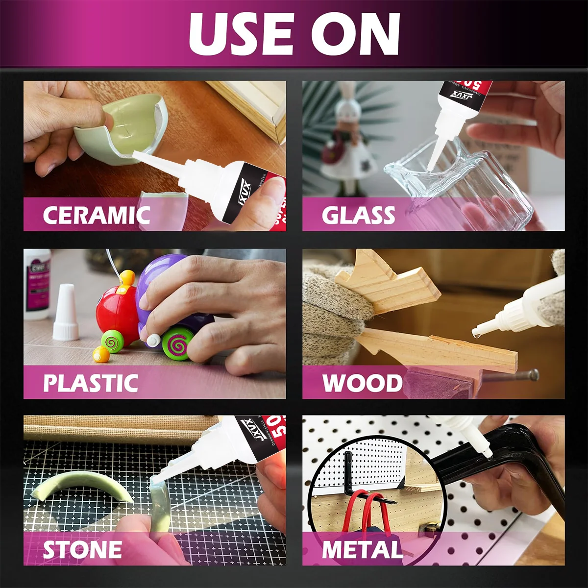 JXVX 1-5 szt. Klej akrylowy 502 szybkoschnący, o natychmiastowej wytrzymałości, do metalu, drewna, gumy, skóry, płynny klej o wysokiej wytrzymałości, narzędzie do klejenia