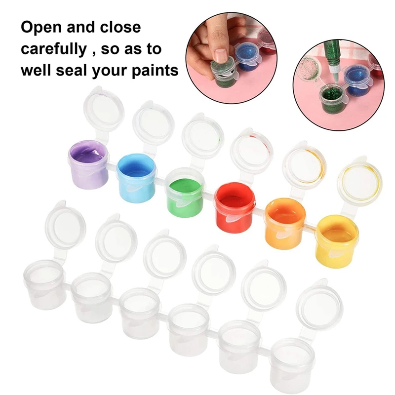 50 Strips Empty Paint Pots 5 Ml Paint Pots Strips Storage Containers Painting Arts Crafts Supplies, 300 Pots In Total