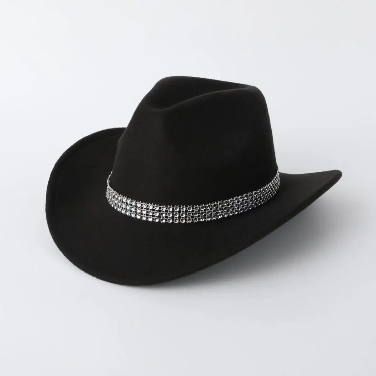 Sombrero de Vaquera con Pedrería para Mujer, Estilo Disco Beach, para Disfraces de Vaquera, Fiestas Vaqueras y Festivales Rave