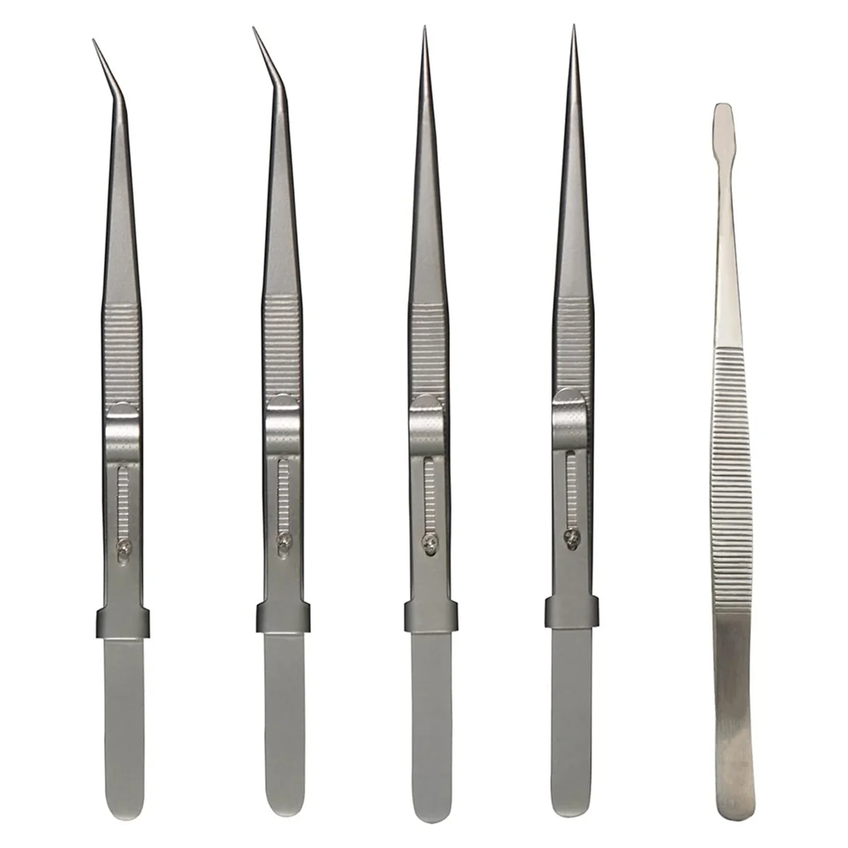 5Pcs Precision Tweezers Set - Anti - Static Stainless Steel Tweezers for Electronics, Jewelry Making and Laboratory Work