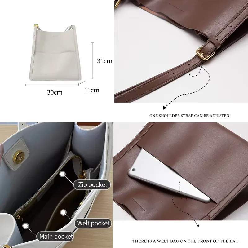 Women's Top grain Cowhide Leather Soft Large Capacity Work Tote Bag Solid Color Shoulder Bag Designer Tote For Women Bolso