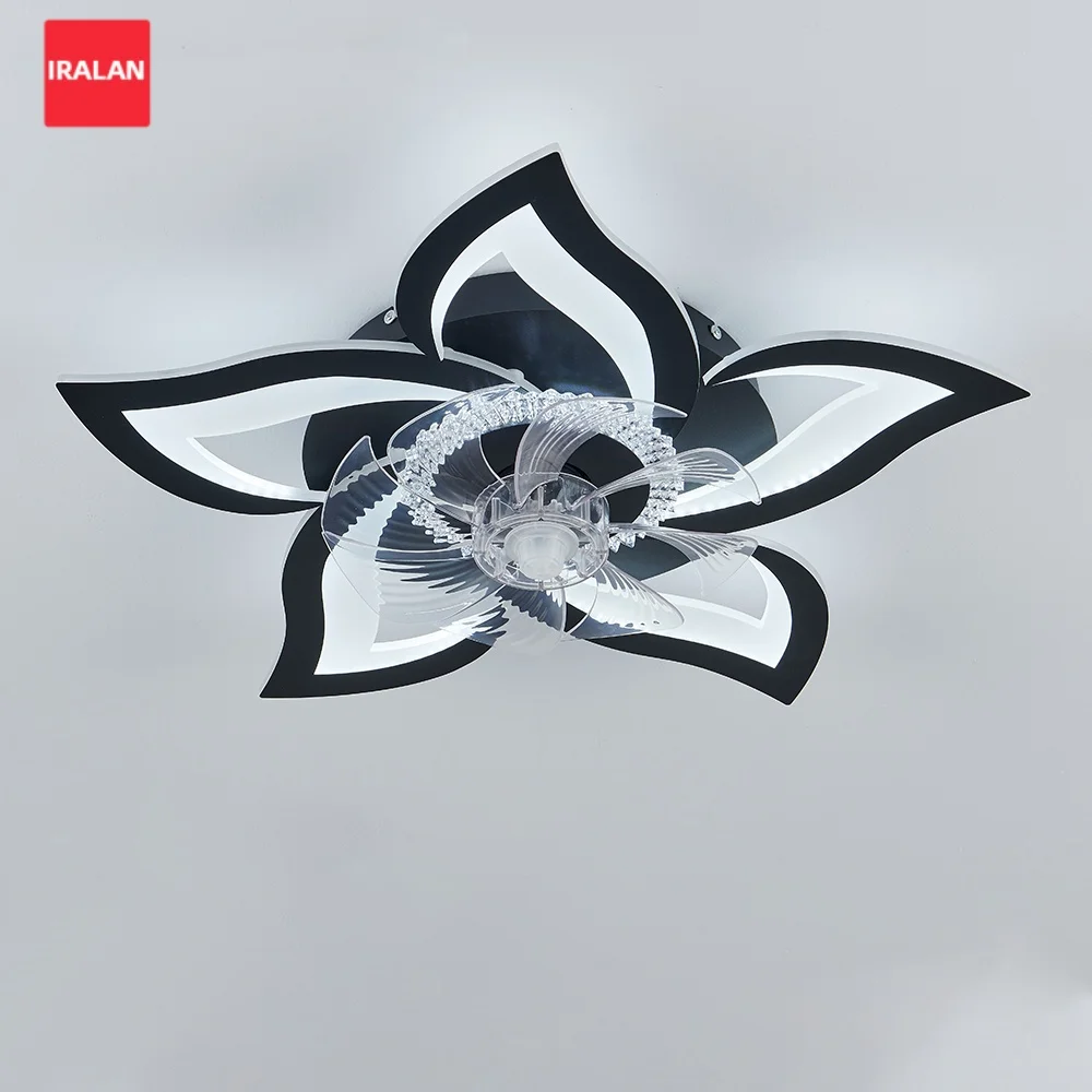 Modern Silent Flush Mount LED Ceiling Fan with Light Fixture
