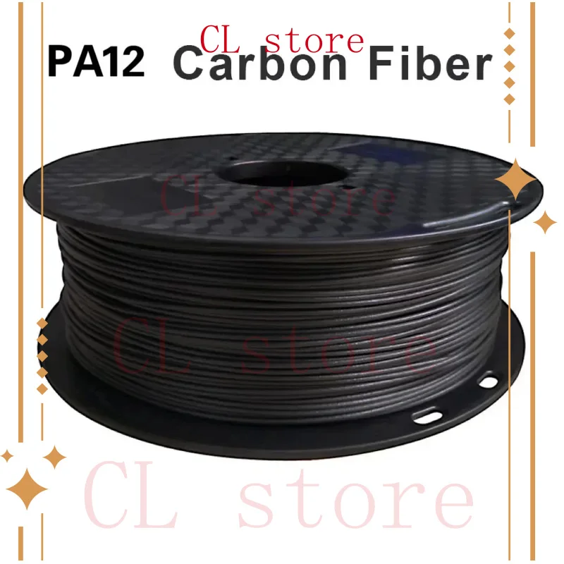 

Carbon Fiber Filled Nylon Filament PA12-CF1.75mm Black 1Kg Spool 3D Printing Filament for 3D Printer