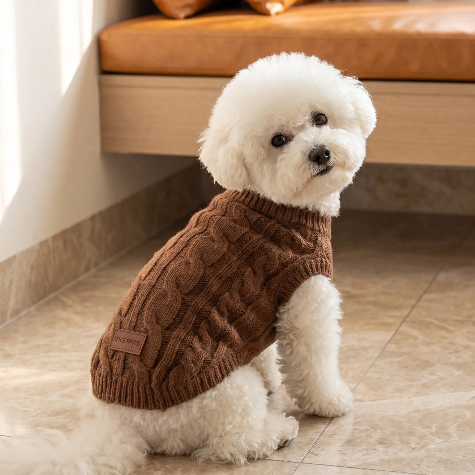 Hundepullover, gestrickte Weste für Haustiere, geflochtene Hundekleidung im Stil von „Fried Dough Twists“, warmer Mantel für Haustiere für Herbst und Winter, Kleidung für kleine Hunde. – Detail 23