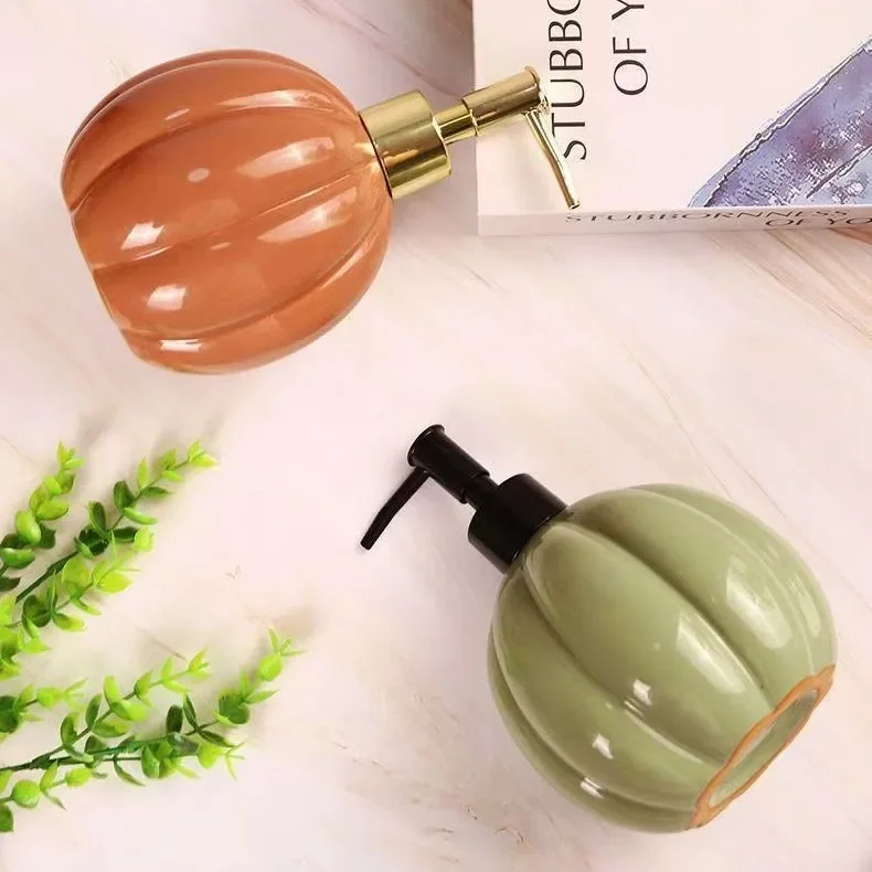 Foreign Trade Pumpkin Ceramic Bottle Lotion Bottle Bathroom European Retro Shower Gel Sub-bottle High Value Shampoo Press