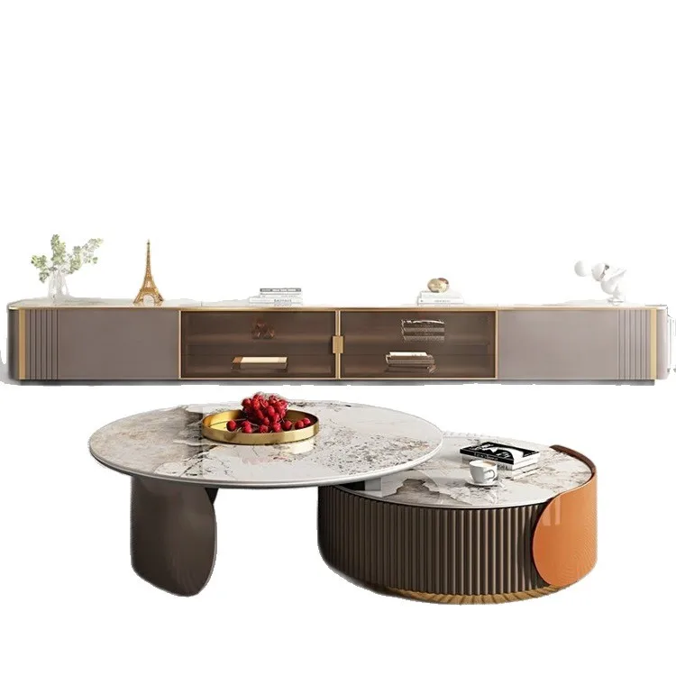 

Light luxury rock slab coffee table living room home TV cabinet coffee table combination small