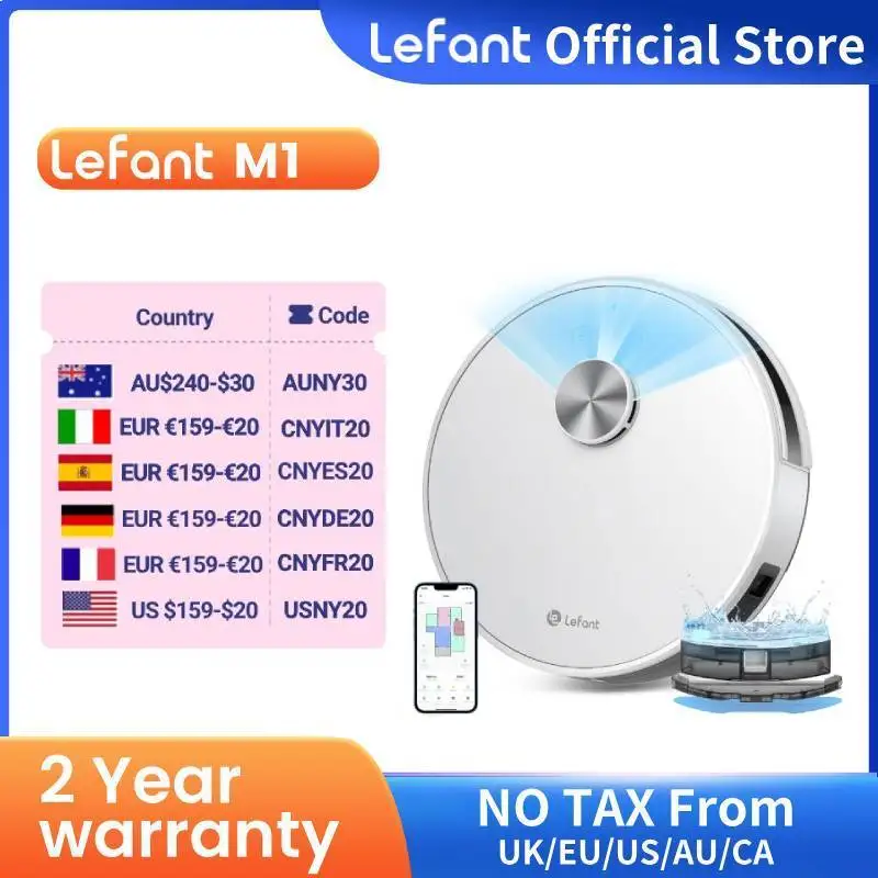 

Lefant M1 LDS Robot Vacuum Cleaner with Multi Plane Mapping, 4000Pa Suction,Schedule, App/Alexa Control, for Pet Hair