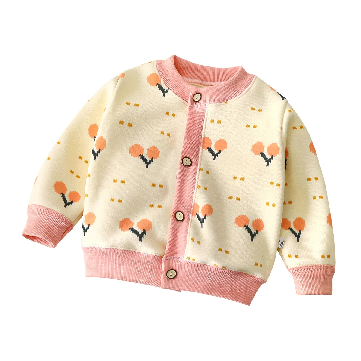 Herfst Baby Meisje Cardigan Jas Volledig Bedrukt Warm Dik Peuter Meisje Trui Brief Geruit Gebreide Kinderen Meisjes Bovenkleding