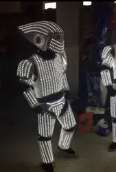 Kostium LED Robot kostium kurtka sceniczna tancerz garnitur w Cosplay Laser do tańca impreza w klubie nocnym mężczyzny