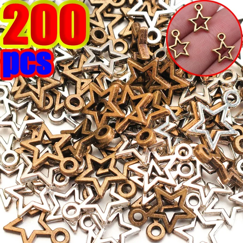 DIY Antique Bronze Pendants Y2k Pentagram Bracelet Necklace Handmade Crafts Hollow Jewelry Accessories Star Ornaments Components